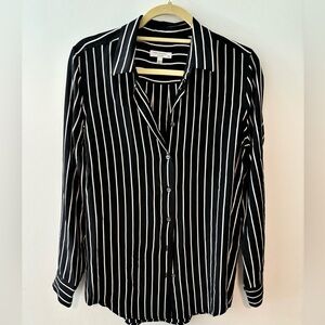 Equipment black and white pinstripe blouse
